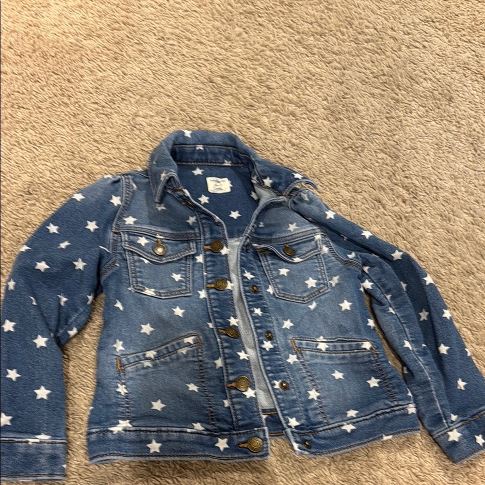 GAP Blue Jean Jacket with Heart Print